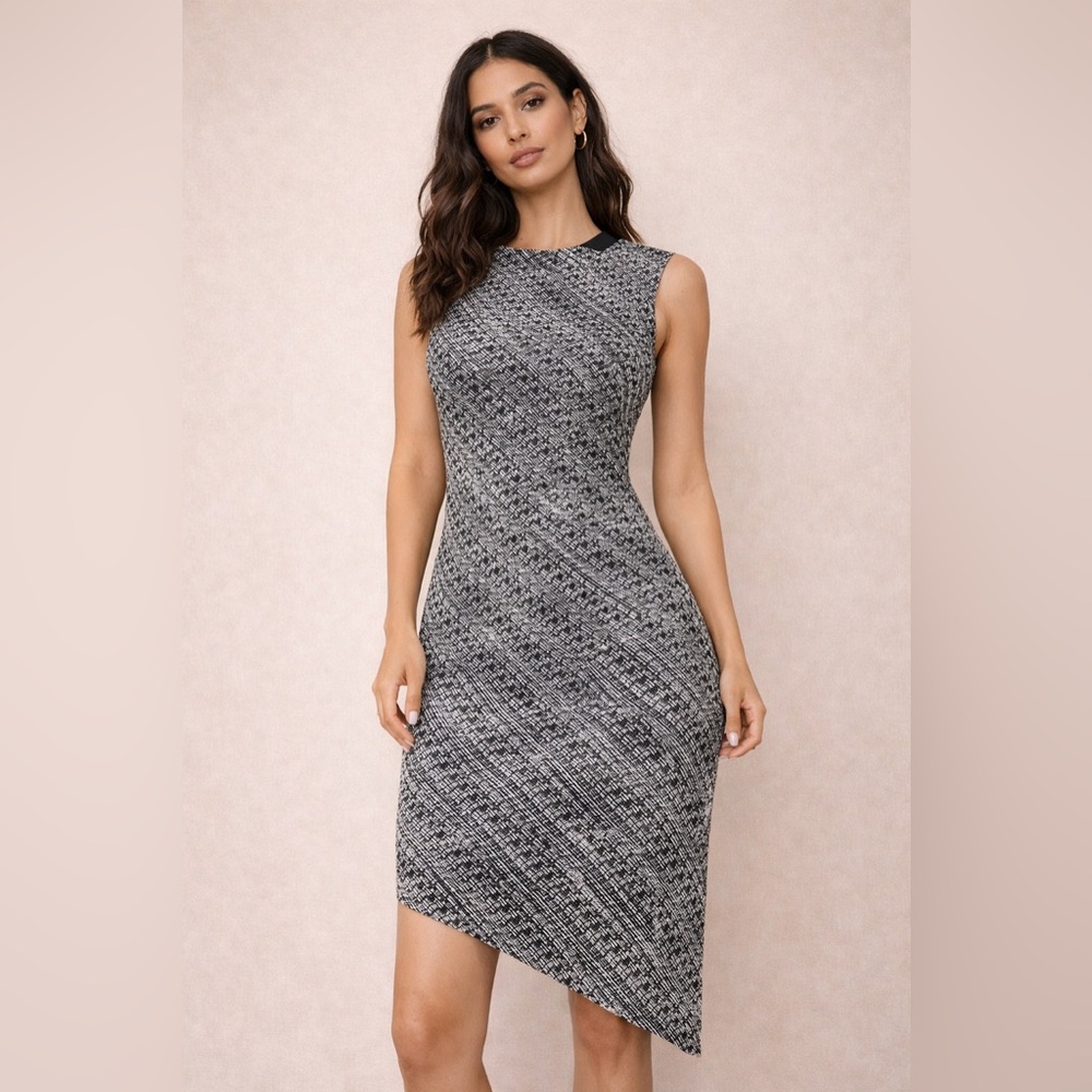 Banana Republic Black and Gray Asymmetrical Dress